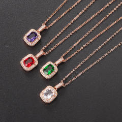 Delicate colorful cubic zircon tennis chain bracelet gold plated copper diamond necklace set