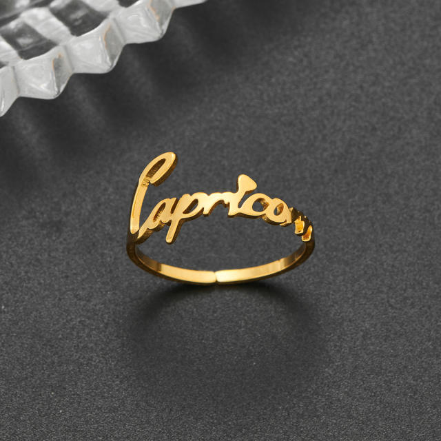 Concise zodiac stainless steel finger rings