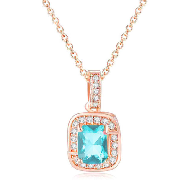 Delicate colorful cubic zircon tennis chain bracelet gold plated copper diamond necklace set