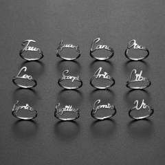 Concise zodiac stainless steel finger rings