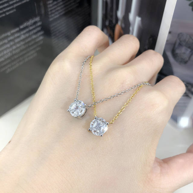 Classic easy match diamond gold plated copper necklace set