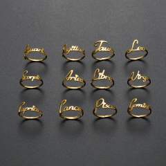 Concise zodiac stainless steel finger rings