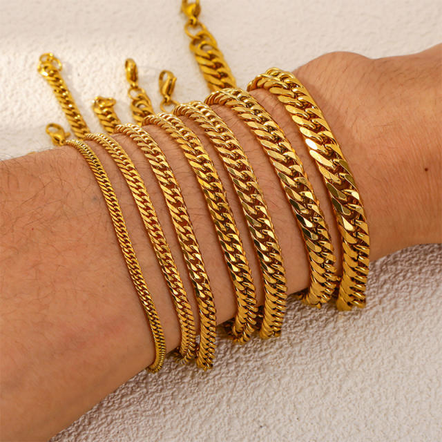 Elegant cuban link chain stainless steel bracelet for men