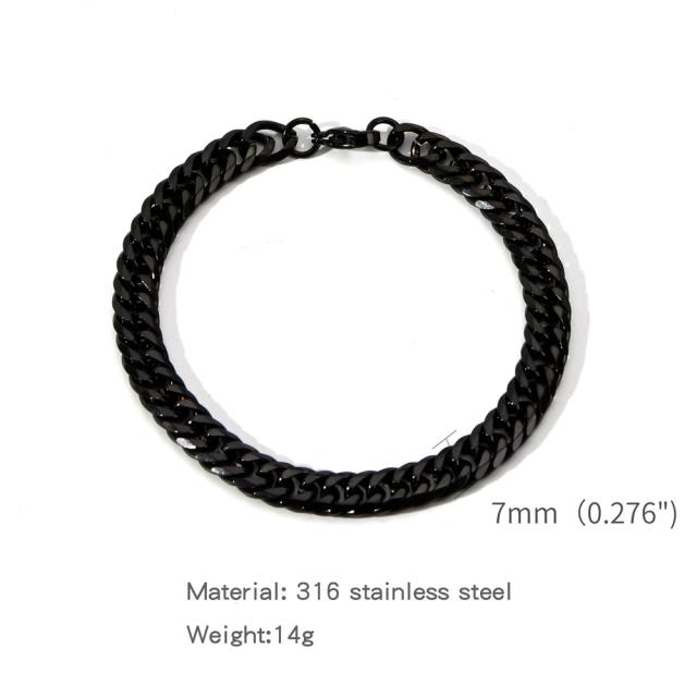 Elegant cuban link chain stainless steel bracelet for men