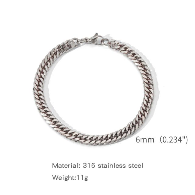 Elegant cuban link chain stainless steel bracelet for men