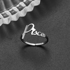 Concise zodiac stainless steel finger rings