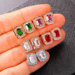 Delicate colorful cubic zircon tennis chain bracelet gold plated copper diamond necklace set