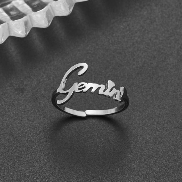 Concise zodiac stainless steel finger rings