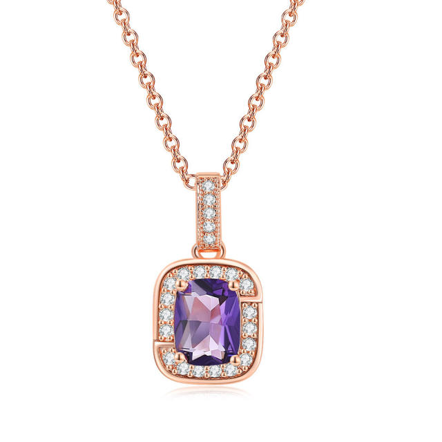 Delicate colorful cubic zircon tennis chain bracelet gold plated copper diamond necklace set