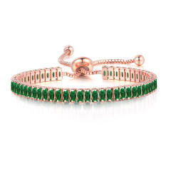 Delicate colorful cubic zircon tennis chain bracelet gold plated copper diamond necklace set