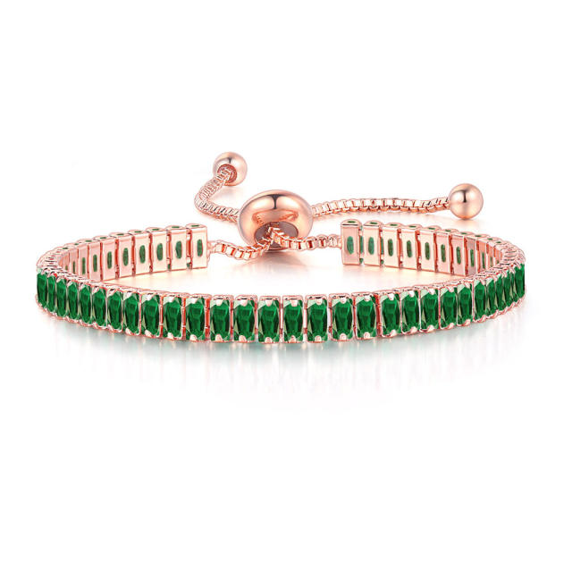 Delicate colorful cubic zircon tennis chain bracelet gold plated copper diamond necklace set