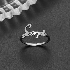 Concise zodiac stainless steel finger rings