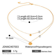 Dainty multi layer coin bar pendant stainless steel necklace