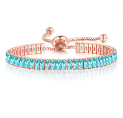 Delicate colorful cubic zircon tennis chain bracelet gold plated copper diamond necklace set