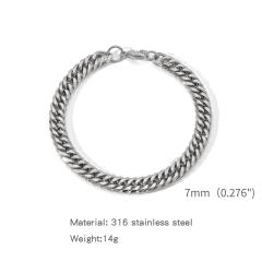 Elegant cuban link chain stainless steel bracelet for men
