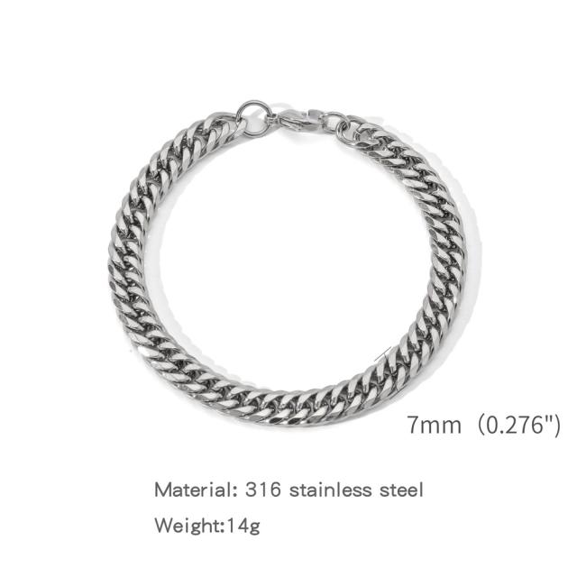 Elegant cuban link chain stainless steel bracelet for men