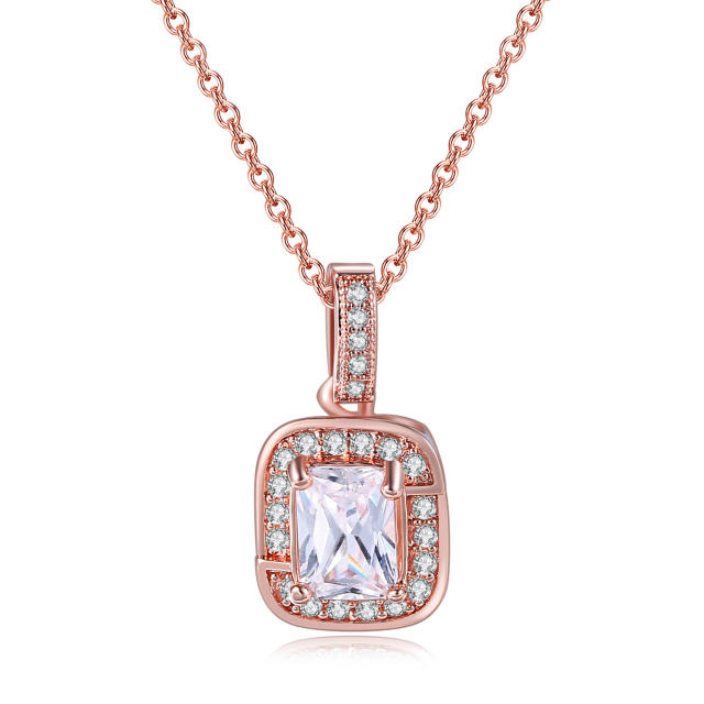 Delicate colorful cubic zircon tennis chain bracelet gold plated copper diamond necklace set