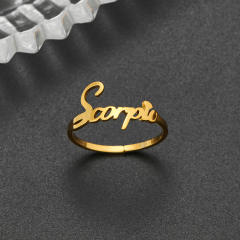 Concise zodiac stainless steel finger rings