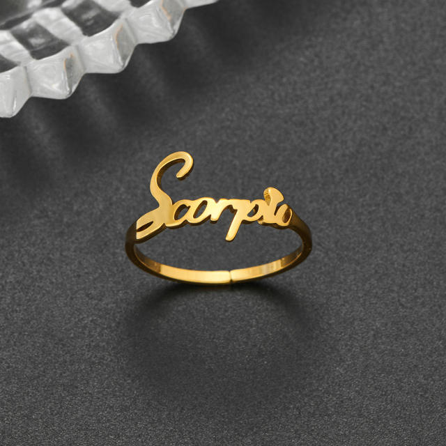 Concise zodiac stainless steel finger rings
