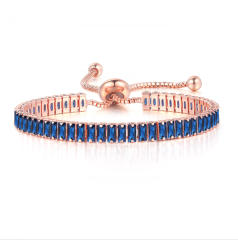 Delicate colorful cubic zircon tennis chain bracelet gold plated copper diamond necklace set