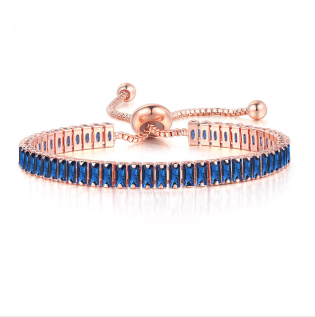 Delicate colorful cubic zircon tennis chain bracelet gold plated copper diamond necklace set