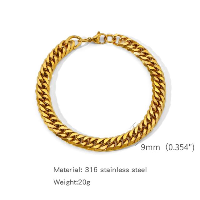 Elegant cuban link chain stainless steel bracelet for men