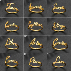 Concise zodiac stainless steel finger rings