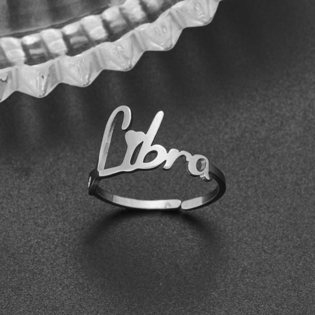 Concise zodiac stainless steel finger rings