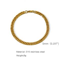 Elegant cuban link chain stainless steel bracelet for men