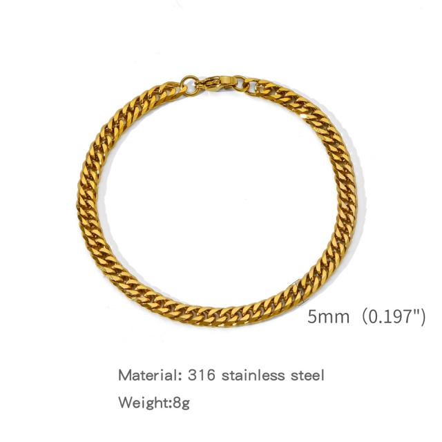 Elegant cuban link chain stainless steel bracelet for men