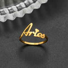 Concise zodiac stainless steel finger rings