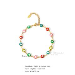 Boho colorful evil eye bead stainless steel card bracelet