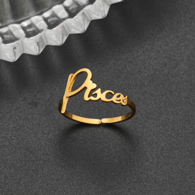 Concise zodiac stainless steel finger rings