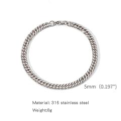 Elegant cuban link chain stainless steel bracelet for men