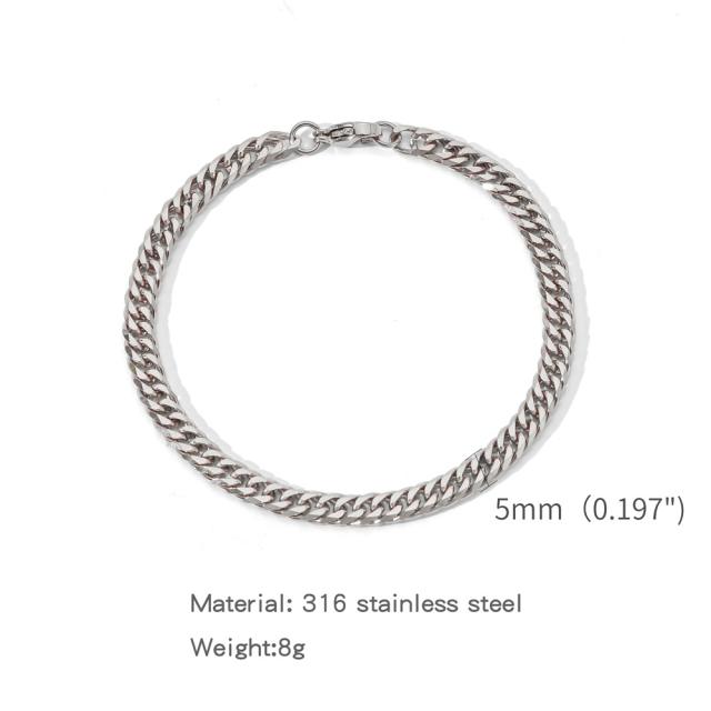 Elegant cuban link chain stainless steel bracelet for men