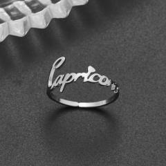 Concise zodiac stainless steel finger rings