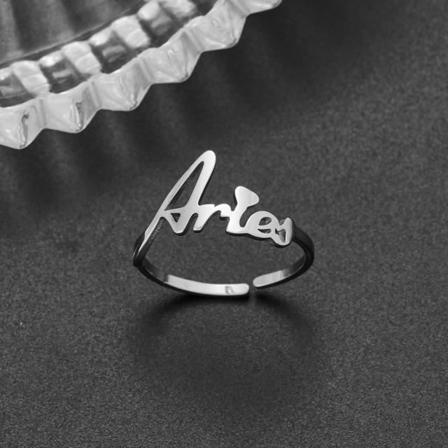 Concise zodiac stainless steel finger rings