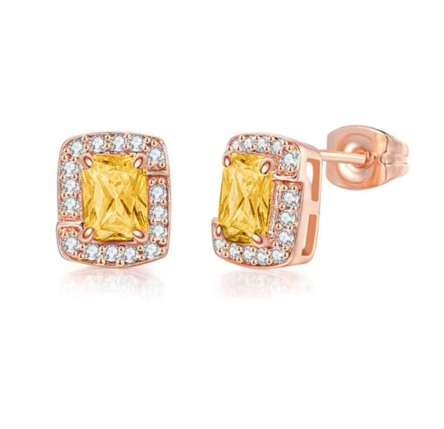 Delicate colorful cubic zircon tennis chain bracelet gold plated copper diamond necklace set