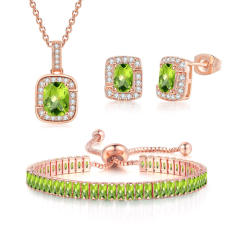 Delicate colorful cubic zircon tennis chain bracelet gold plated copper diamond necklace set