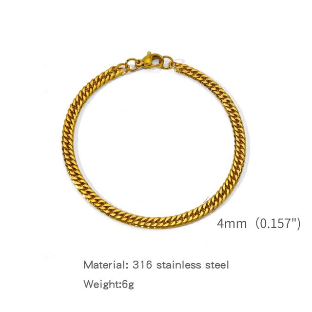 Elegant cuban link chain stainless steel bracelet for men