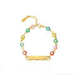 Boho colorful evil eye bead stainless steel card bracelet