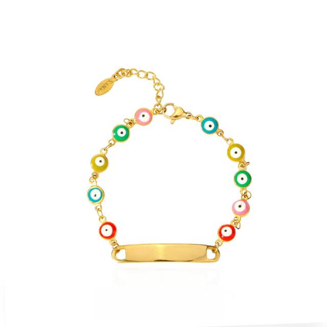 Boho colorful evil eye bead stainless steel card bracelet