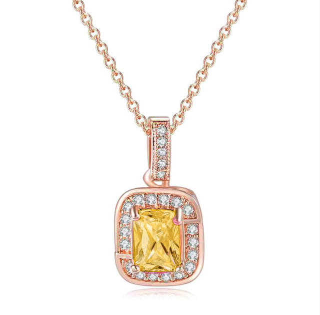 Delicate colorful cubic zircon tennis chain bracelet gold plated copper diamond necklace set