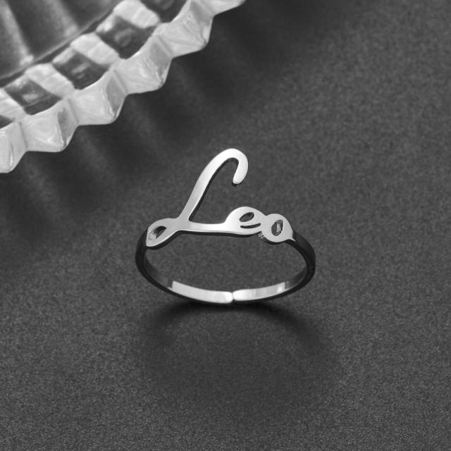 Concise zodiac stainless steel finger rings