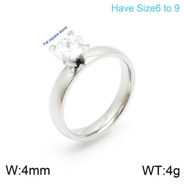 18KG concise stainless steel diamond rings wedding rings