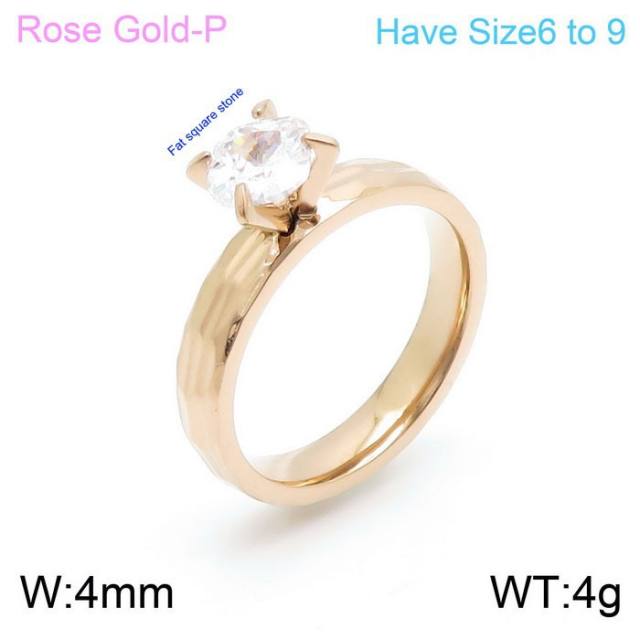 18KG concise stainless steel diamond rings wedding rings
