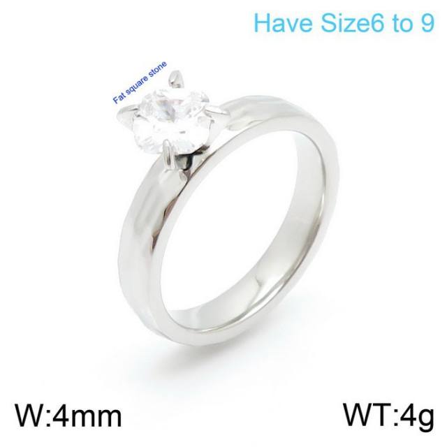 18KG concise stainless steel diamond rings wedding rings