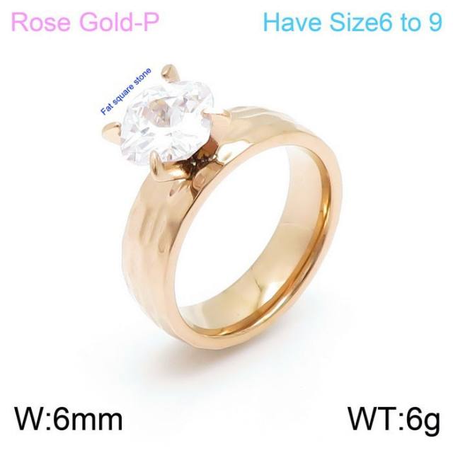 18KG concise stainless steel diamond rings wedding rings