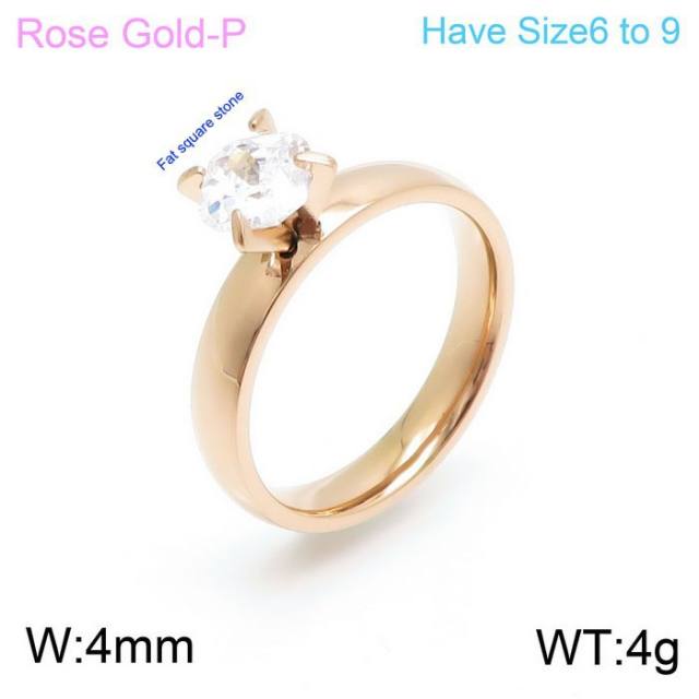 18KG concise stainless steel diamond rings wedding rings