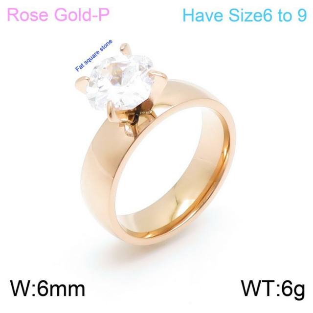 18KG concise stainless steel diamond rings wedding rings